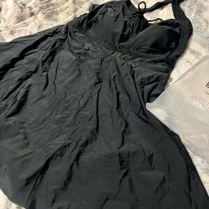 Classic Black One-Piece Swimdress Swim Suit 18W NWT